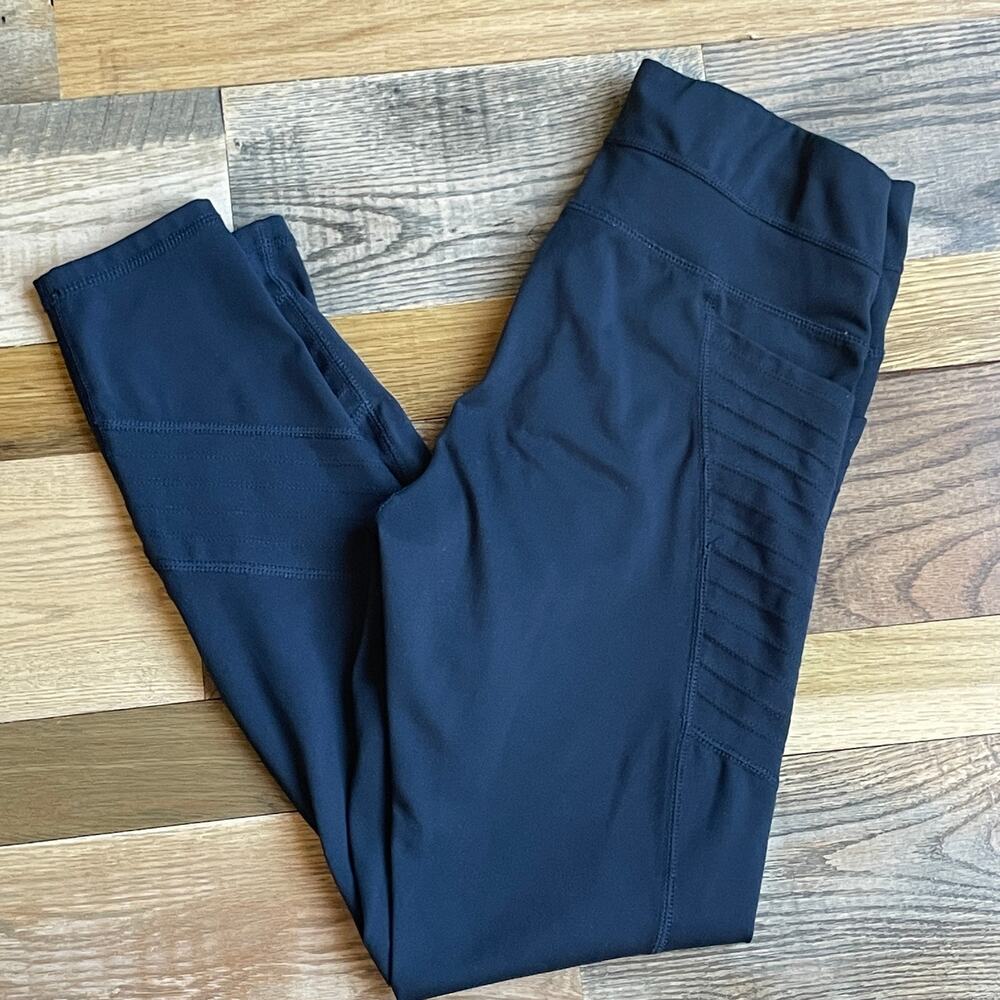 Active Life Black High Rise Moto Leggings Women's Medium Workout Pants